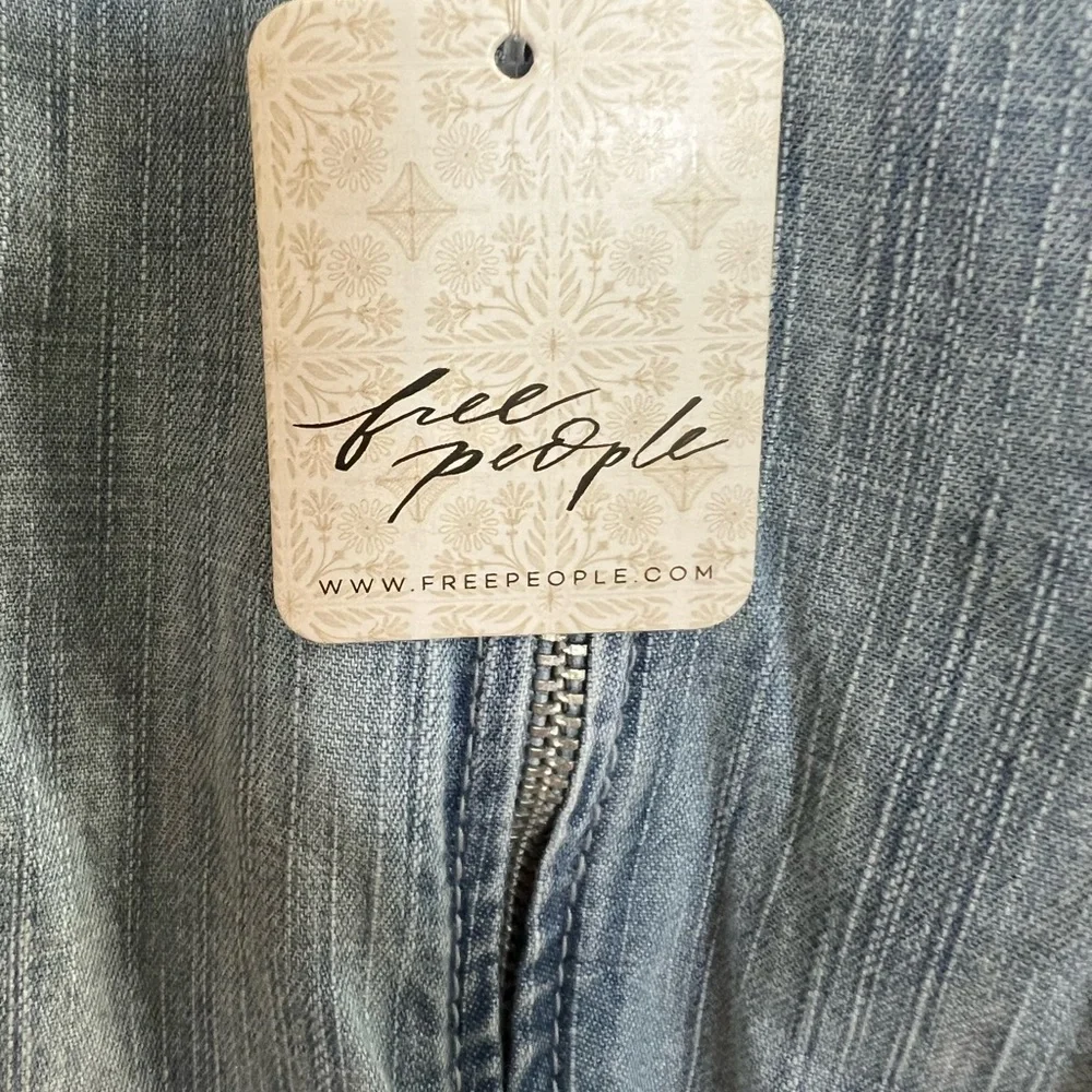 Free People Blue Denim Zip-Up Romper - Picture 4 of 5